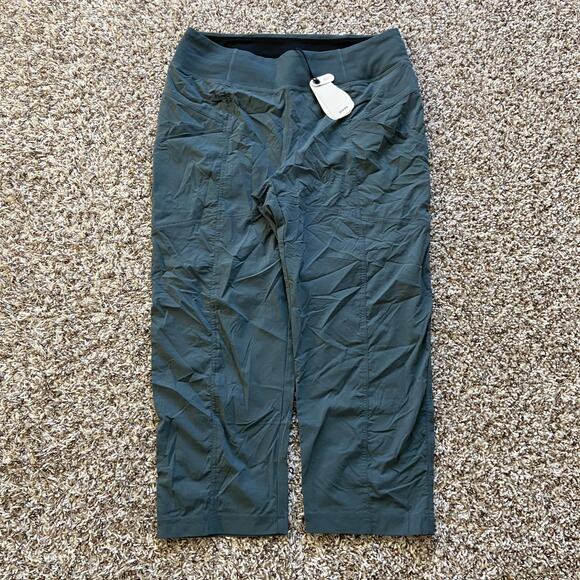 Prana Koen Capri Women's L Grey Blue Standard Fit Crop Mid Rise Soft Waistband - Picture 4 of 12